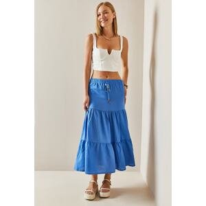 XHAN Turquoise Ruffle Maxi Skirt