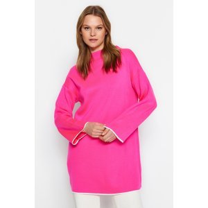 Trendyol Pink Stand-Up Collar Knitwear Sweater with Spanish Sleeves