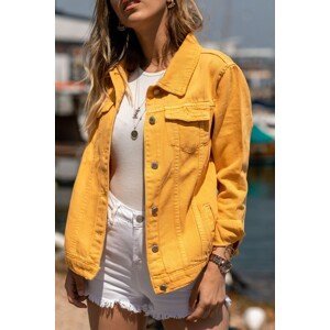 XHAN Women's Mustard Denim Jacket 8yxk4-30628-37