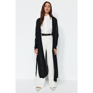 Trendyol Black Slit Detailed Long Long Thin Knitwear Cardigan