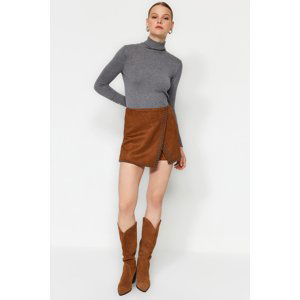 Trendyol Weave Suede With Camel Stones Shorts Skirt