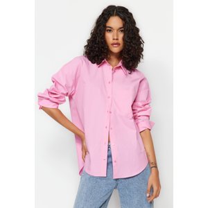 Trendyol Pink Oversize/Wide Fit Shirt with Pockets