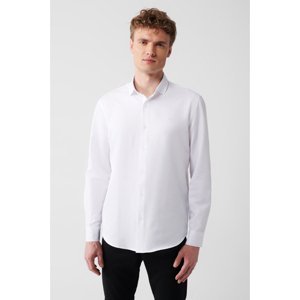 Avva Men's White Easy-Iron Classic Collar Dobby Standard Fit Regular Cut Shirt