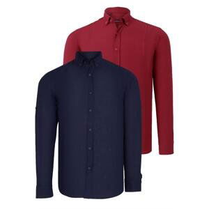 DOUBLE SET G721 DEWBERRY MEN'S SHIRT-BURGUNDY-NAVY