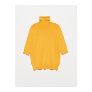 Dilvin 1312 Turtleneck Half Sleeve Sweater-mustard