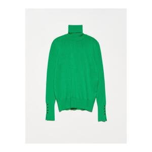Dilvin 1268 Turtleneck Sleeve Drop Sweater-green