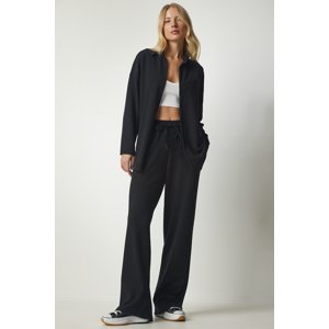 Happiness İstanbul Women's Black Camisole Oversize Shirt and Pants Suit