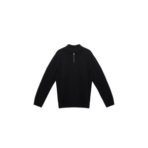 Trendyol Men's Black Slim Fit Polo Neck Knitwear Sweater