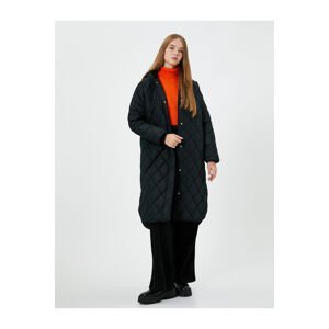 Koton Quilted Long Coat Hooded with Pockets
