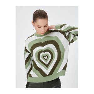 Koton Knitwear Sweater Heart Multicolored Long Sleeve Crew Neck