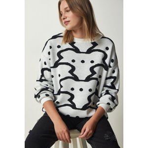 Happiness İstanbul Women's Ecru Patterned Thick Knitwear Sweater