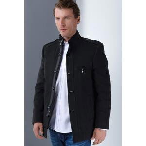 PLT8378 DEWBERRY MEN'S COAT-PLAIN BLACK