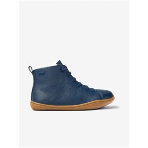 Tmavě modré klučičí kožené zimní barefoot boty Camper - Kluci