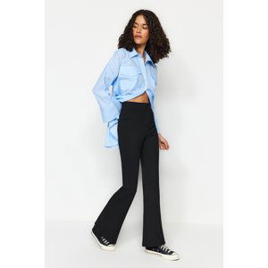 Trendyol Black Thick High Waist Interlock Zippered Pants