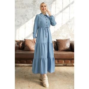 InStyle Betty Baby Collar Jeans Dress - Light Blue
