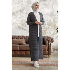InStyle Jolie Knitted Pattern Knitwear Long Cardigan - Anthracite
