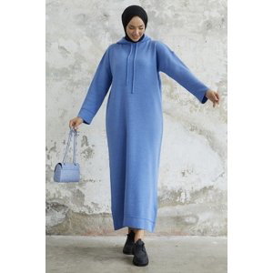 InStyle Ivona Hooded Sweater Dress - Blue
