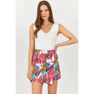 armonika Women's Purple Patterned Shorts and Skirt