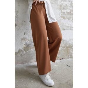 InStyle Loose Scuba Trousers with Belted Waist - Tan