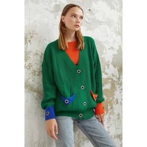 InStyle Knitwear Cardigan with Buttons Pockets And Sleeves - Green
