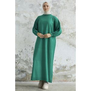 InStyle Elois Balloon Sleeves Corduroy Sweater Dress - Green