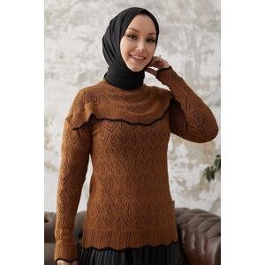 InStyle Alvi Tricot Sweater with Frill Detail - Brown