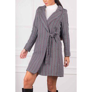 armonika Women's Burgundy Burgundy Herringbone Pattern Long Stamped Coat