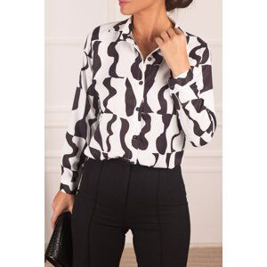 armonika Women's White Patterned Long Sleeve Shirt