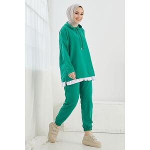 InStyle Losya Zippered Sides Hoodie Double Suit - Emerald