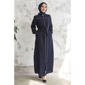 InStyle Milena Biye Detail Belted Abaya - Navy Blue