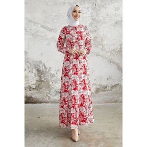 InStyle Fale Intricate Leafy Viscose Dress - Red