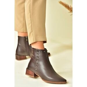 Fox Shoes Brown Staple Detailed Women's Boots