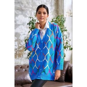 InStyle Tera Patterned Knitwear Cardigan - Blue