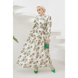 InStyle Nila Floral Pattern Belted Dress - Mint