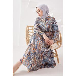 InStyle Purple Complex Floral Viscose Hijab Dress - Blue