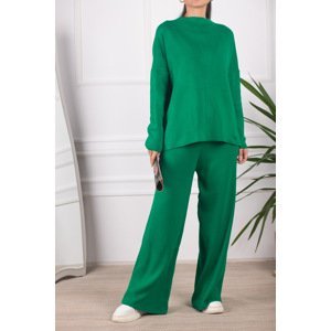 armonika Women's Green Stand-Up Collar Spanish Leg Knitwear Suit