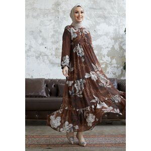 InStyle Lace Chiffon Dress - Brown