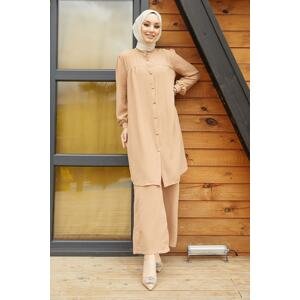 InStyle Arfa Ayrobin Loose Suit with Buttons - Milk Brown