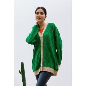 InStyle Lovi Patterned Knitwear Cardigan - Green