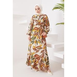 InStyle Pera Leafy Viscose Hijab Dress - Mustard