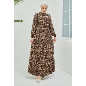 InStyle Pera Leafy Viscose Hijab Dress - Brown