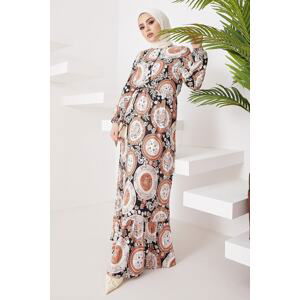 InStyle Meva Oval Pattern Viscose Hijab Dress - Black