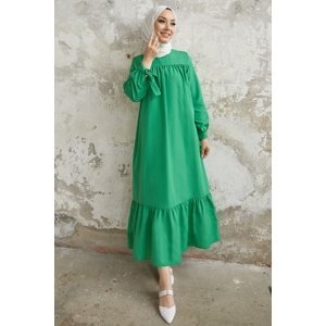 InStyle Yena Burgundy Dress with Tie Sleeves - Green