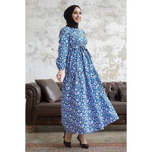 InStyle Enra Spiral Floral Belted Dress - Blue