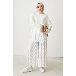 InStyle Mila Pleated Pants Tunic Double Suit - White