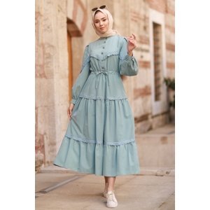 InStyle Guipure Detail Balloon Sleeve Hijab Dress - Mint