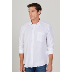 AC&Co / Altınyıldız Classics Men's White Comfort Fit Wide Cut Classic Collar 100% Cotton Muslin Shirt