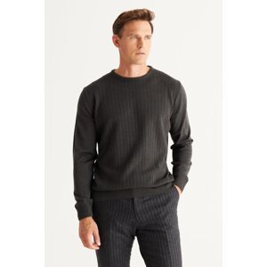 AC&Co / Altınyıldız Classics Men's Anthracite Anti-pilling Anti-Pilling Standard Fit Jacquard-Knitwear Front Sweater
