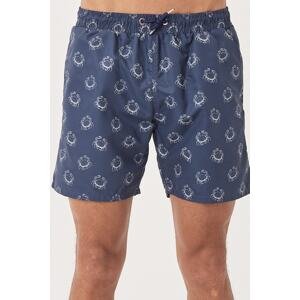 AC&Co / Altınyıldız Classics Men's Navy Blue-Beige Standard Fit Casual Patterned Swimwear Marine Shorts.