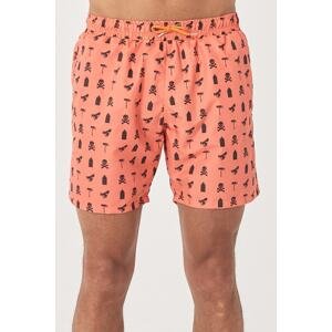 AC&Co / Altınyıldız Classics Men's Orange Standard Fit Casual Patterned Swimwear Marine Shorts.